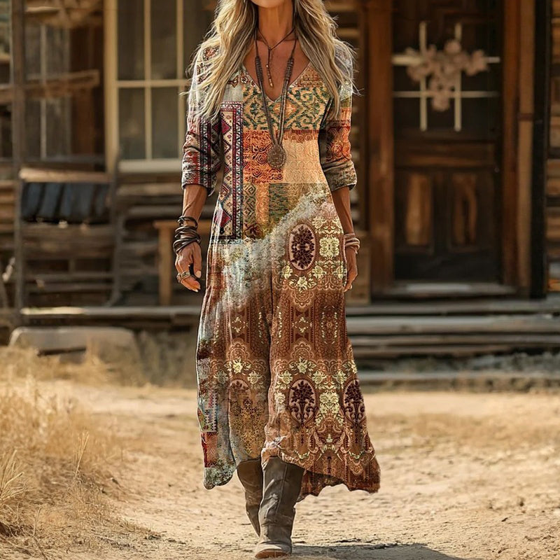 Evelyn | Vintage-geïnspireerde Lange Mouwen Casual Jurk