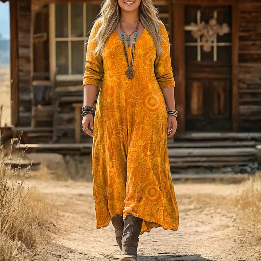 Mia | Vintage-geïnspireerde Lange Mouw Casual Jurk