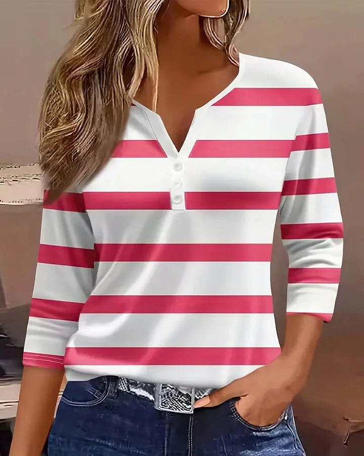 Hanne – Blouse met strepen en knoopjes
