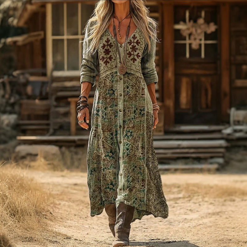 Evelyn | Vintage-geïnspireerde Lange Mouwen Casual Jurk