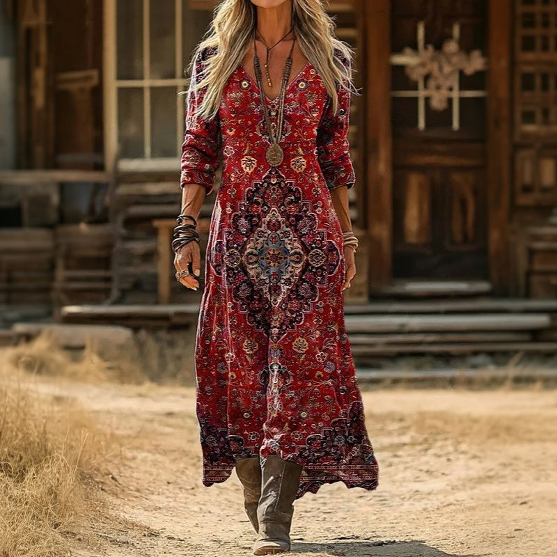 Evelyn | Vintage-geïnspireerde Lange Mouwen Casual Jurk