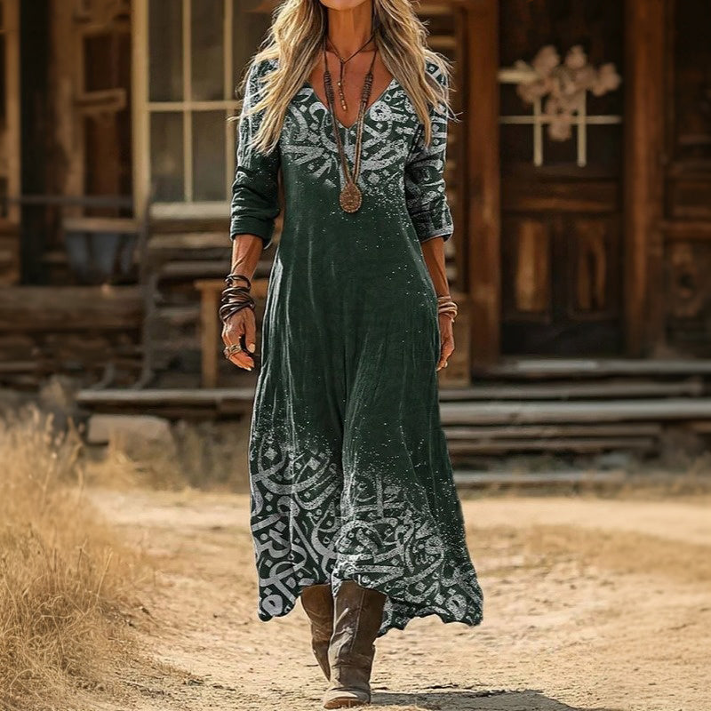 Evelyn | Vintage-Geïnspireerde Lange Mouwen Casual Jurk