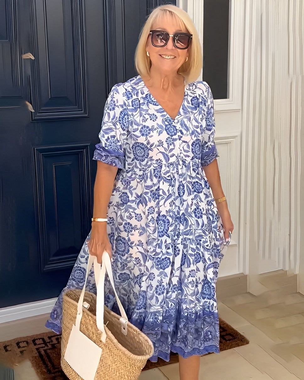 Sofie – Jurk met V-hals en bloemenprint