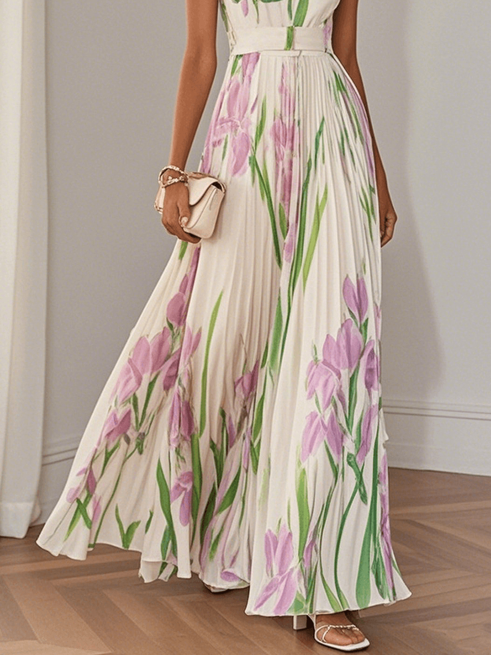 Yara™ - Maxikleed van Plissé Chiffon