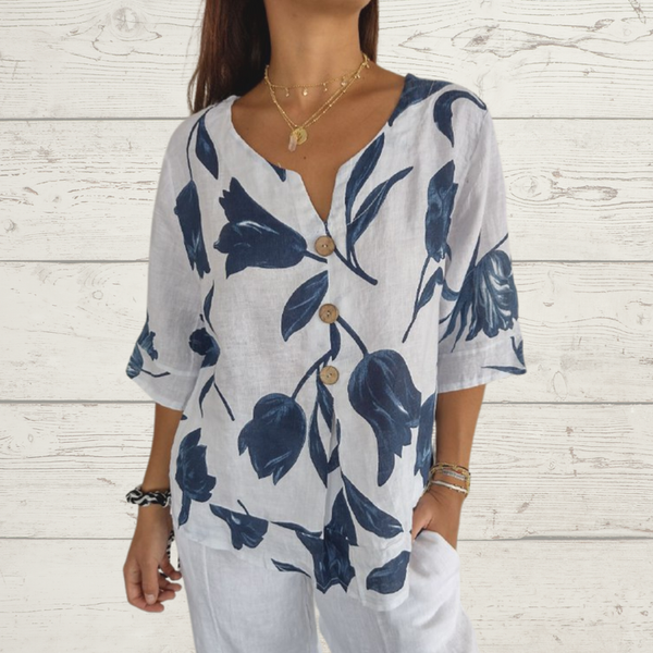 Mila – Blouse met V-hals en print