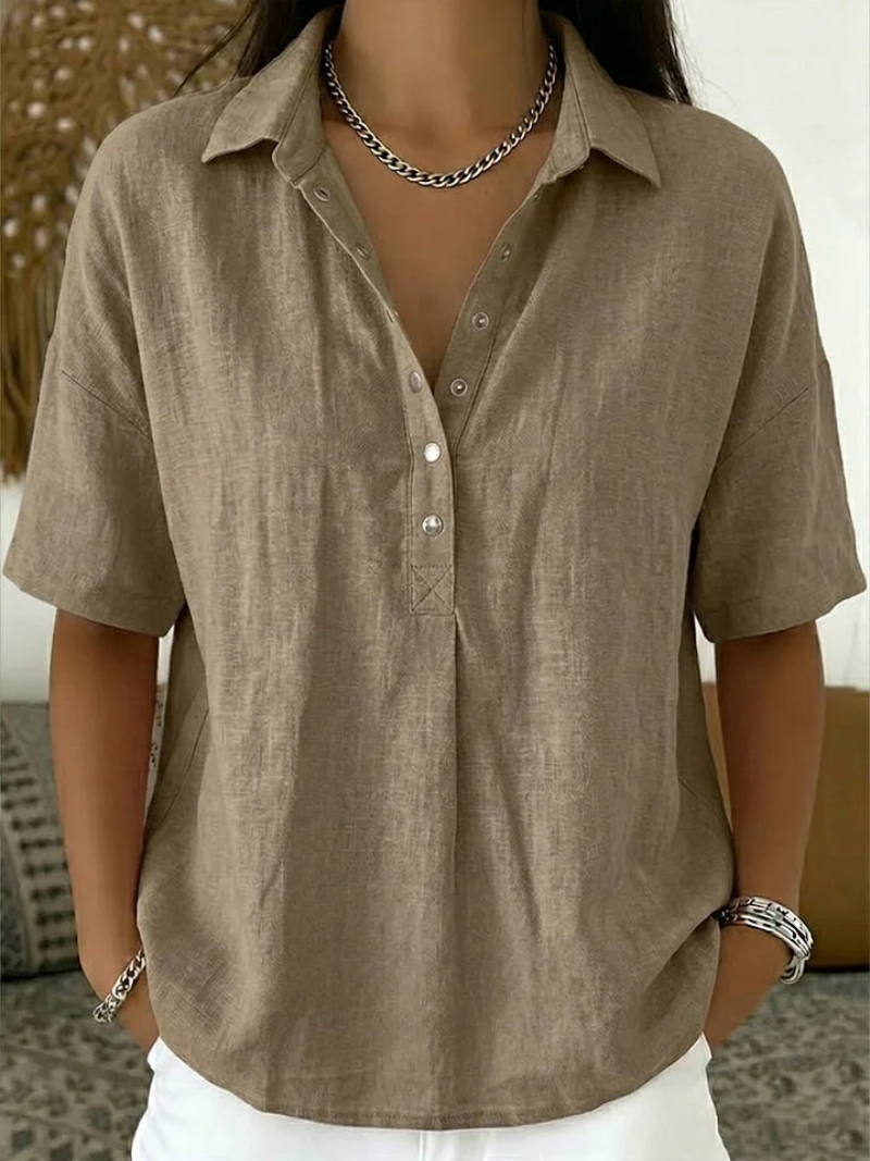Tessa – Blouse met kraag en knoopdetail