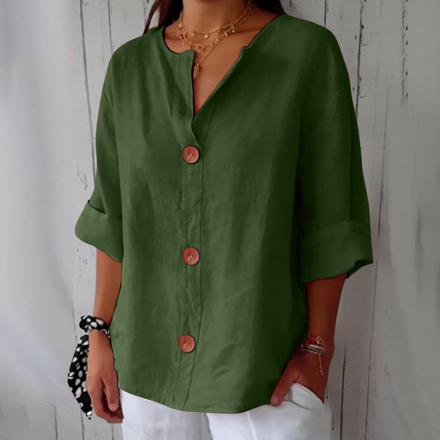 Liore™ – Minimalistische Blouse met Verticale Structuur