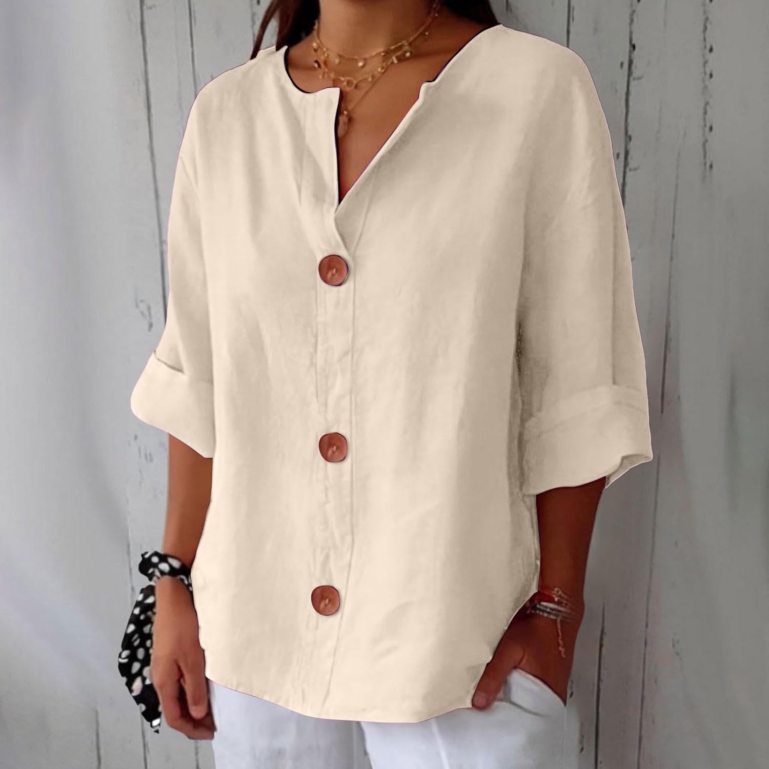Liore™ – Minimalistische Blouse met Verticale Structuur