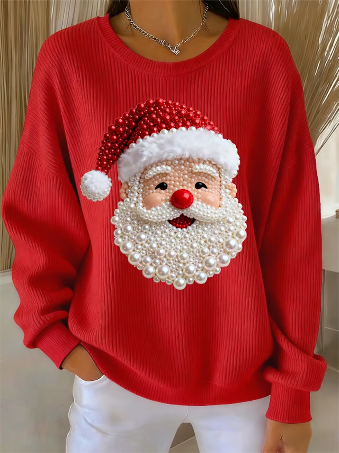 Isa - Christmas sweater with pearl Santa Claus