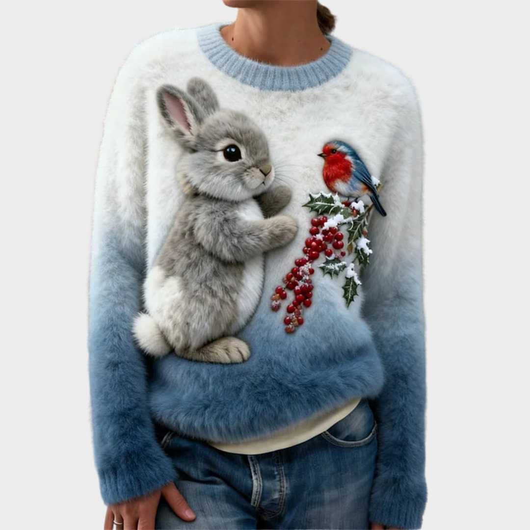 Livia – Kersttrui met wintertafereel