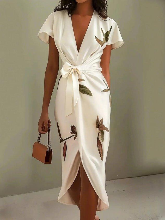 Elin™ - Elegante Wikkeljurk met Bloemenpatroon
