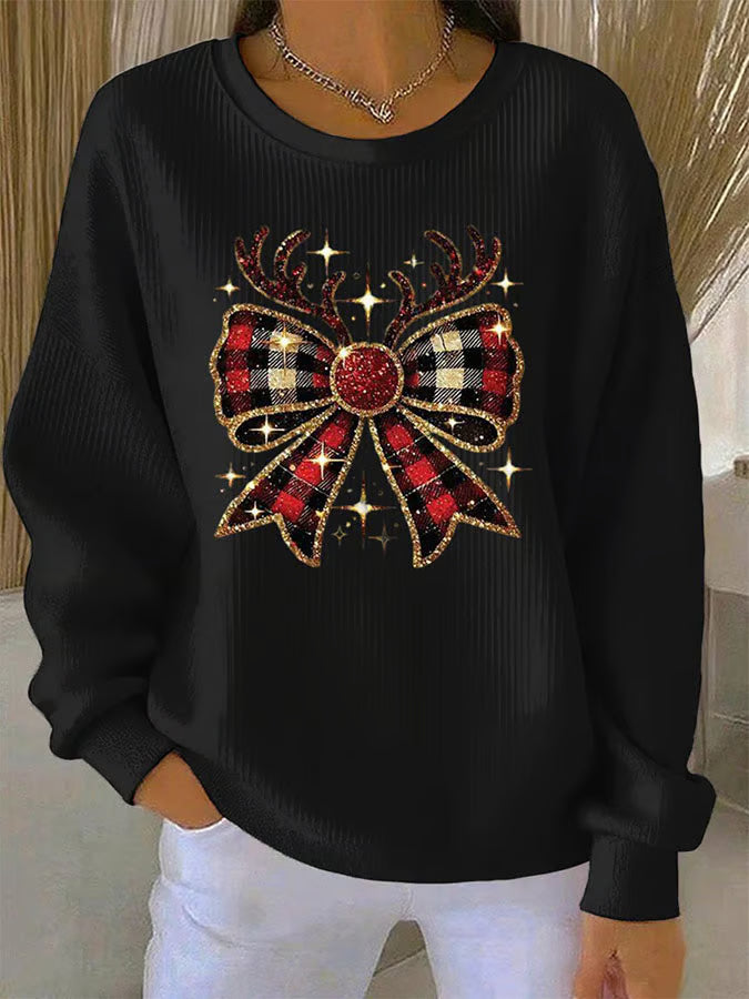 Elin - Christmas sweater with bow motif