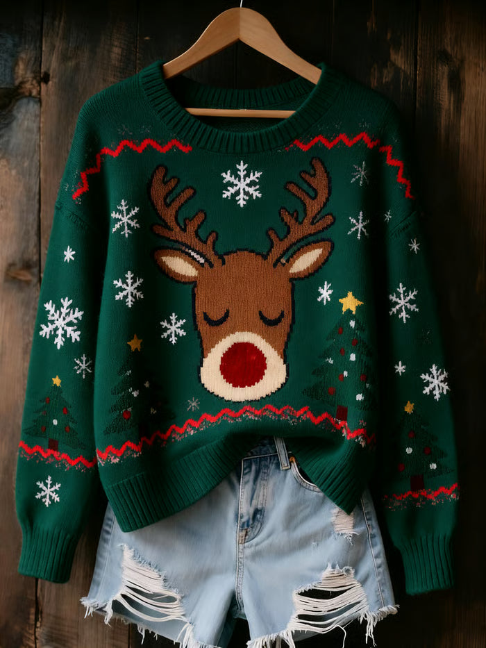 Merle – Gebreide trui met rendier en winterdetails