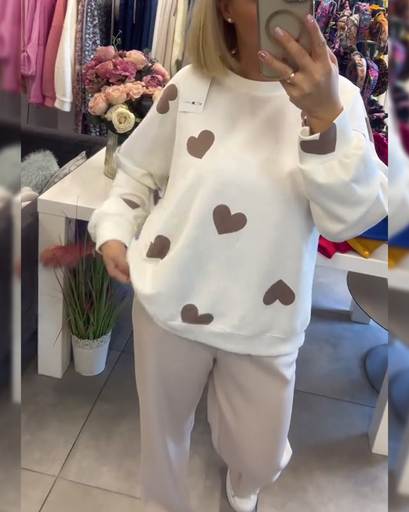 Mila – Trui in katoenmix met hartjes