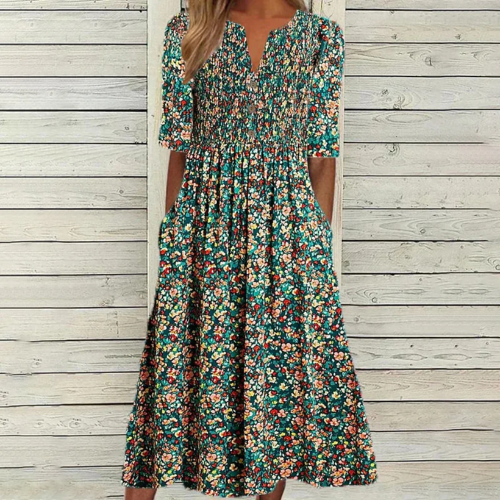 Livia – Jurk met bloemenprint en knopen
