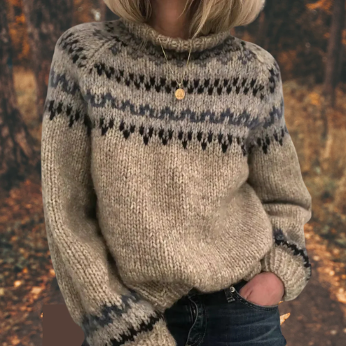 Maud – Gebreide trui met patroon bij de hals