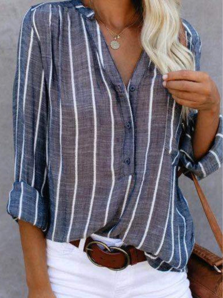 Lena – Gestreepte blouse met knopen
