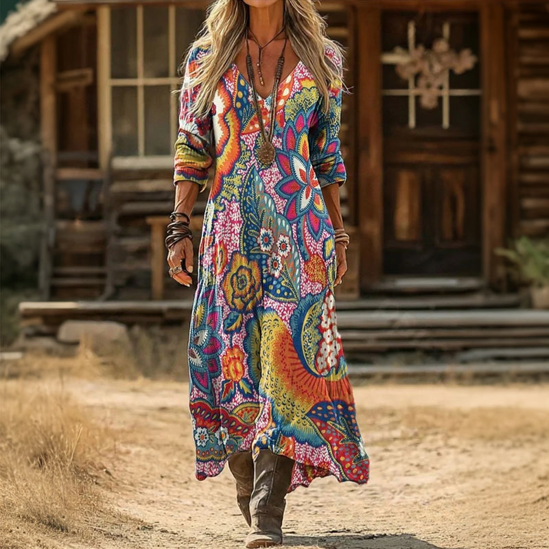 Evelyn | Vintage-geïnspireerde Casual Jurk met Lange Mouwen