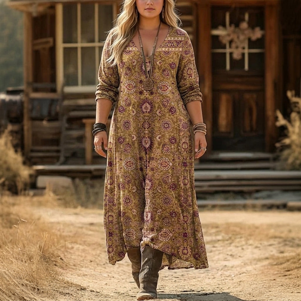 Chloe | Vintage-geïnspireerde Lange Mouwen Casual Jurk