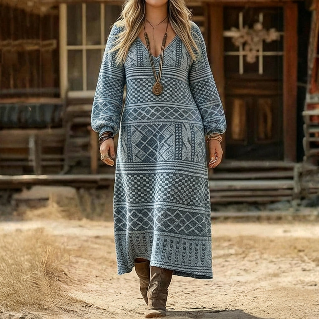 Harper | Vintage-geïnspireerde Lange Mouw Casual Jurk