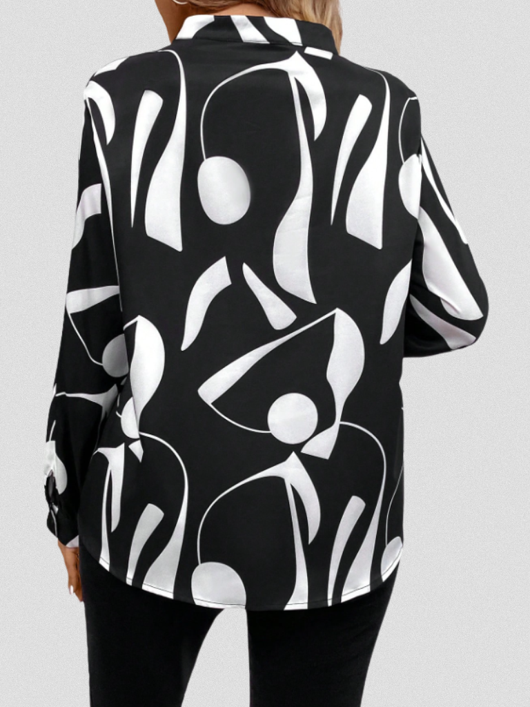Elena – Grafische Blouse met V-hals