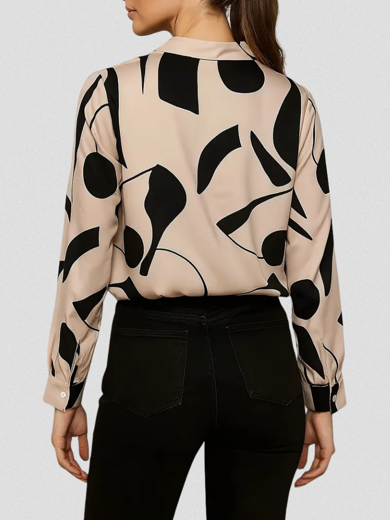 Elena – Grafische Blouse met V-hals