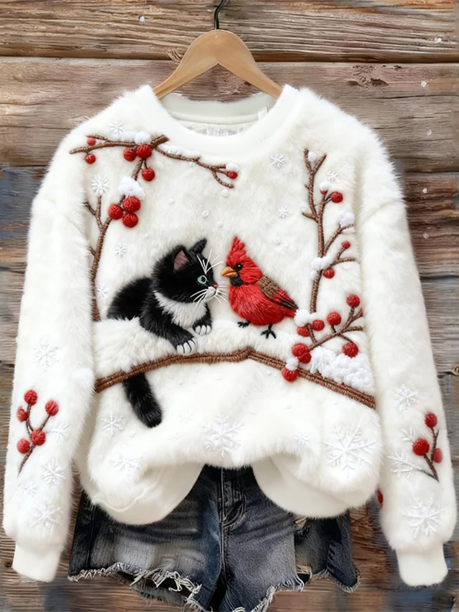Chat Doux - Feestelijke Flanellen Sweatshirt