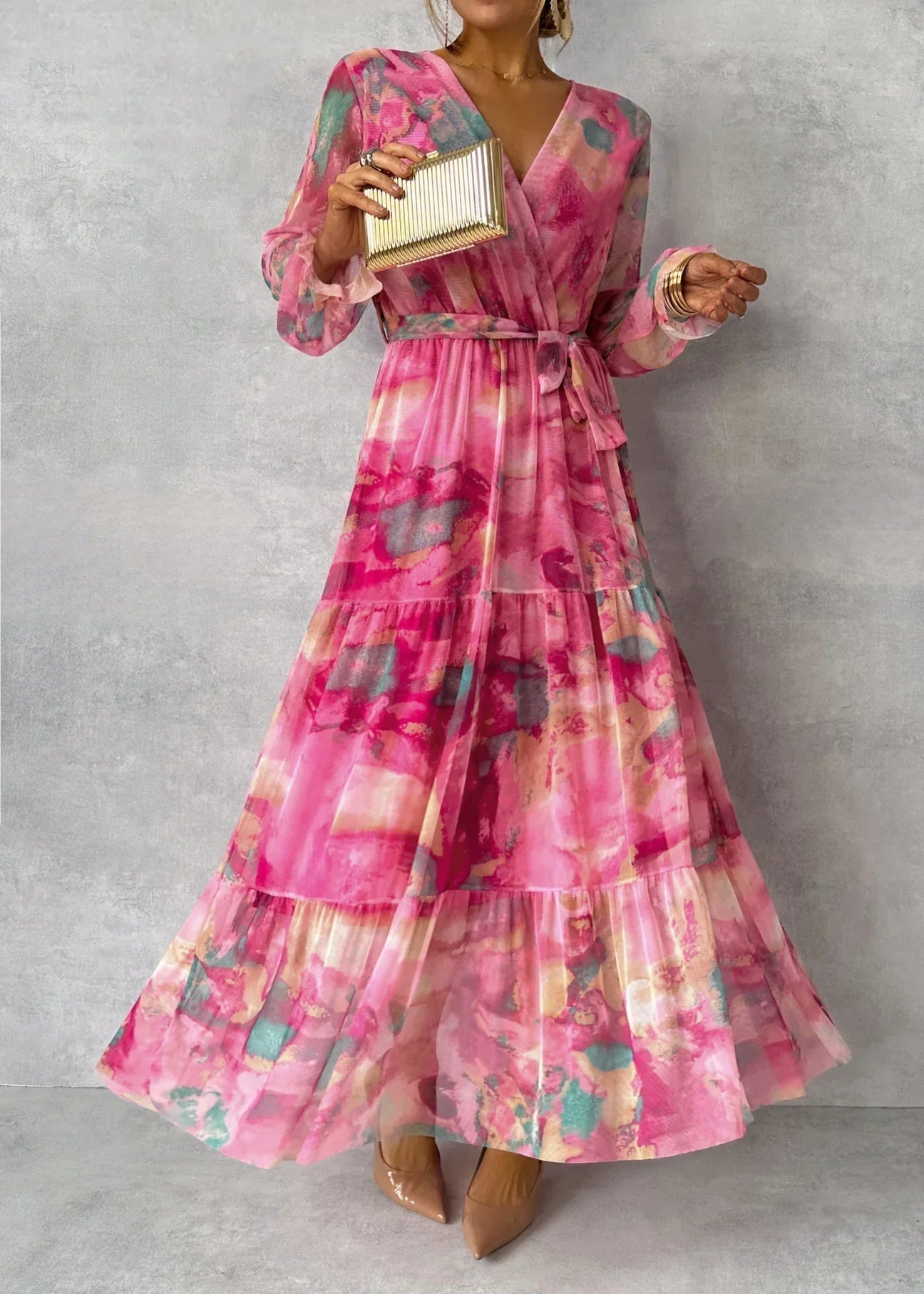 Lieke™ - Wikkeljurk met Bloemenpatroon