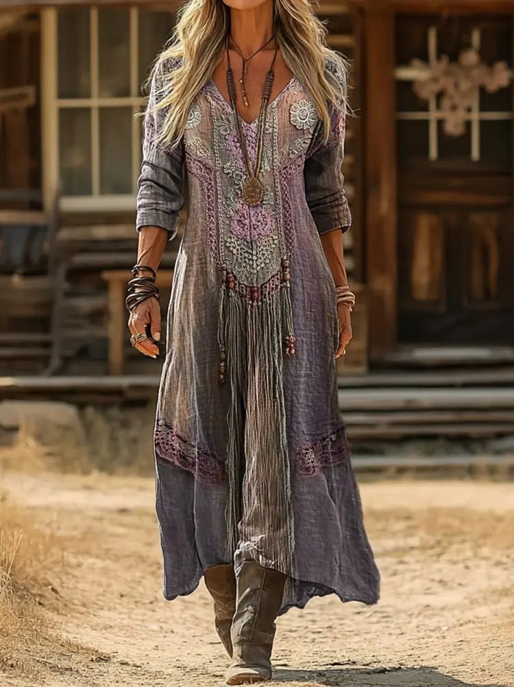 Parker | Lange Mouwen Vintage Casual Jurk