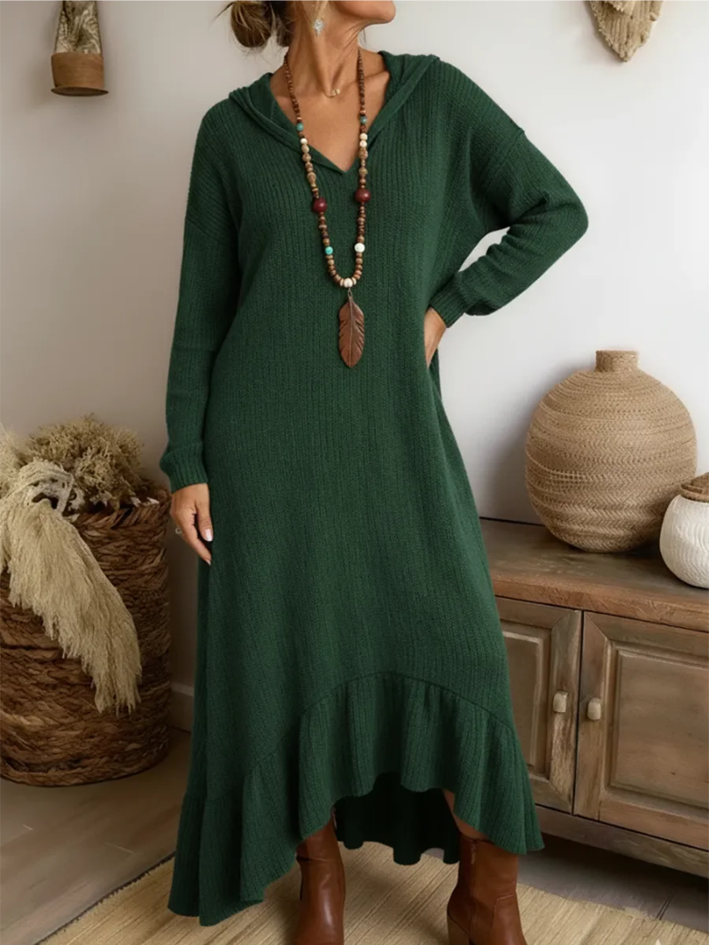 Emily – Gebreide jurk met capuchon