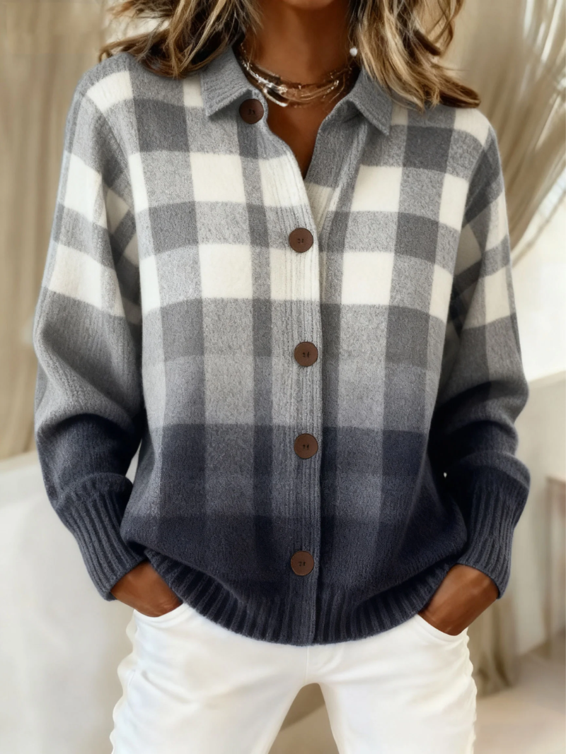 Mara – Geruite gebreide blouse