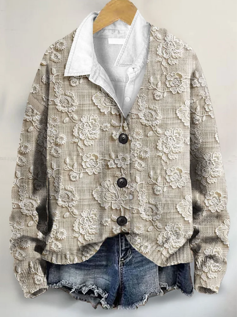Mara – Gebreide blouse met bloemenstructuur