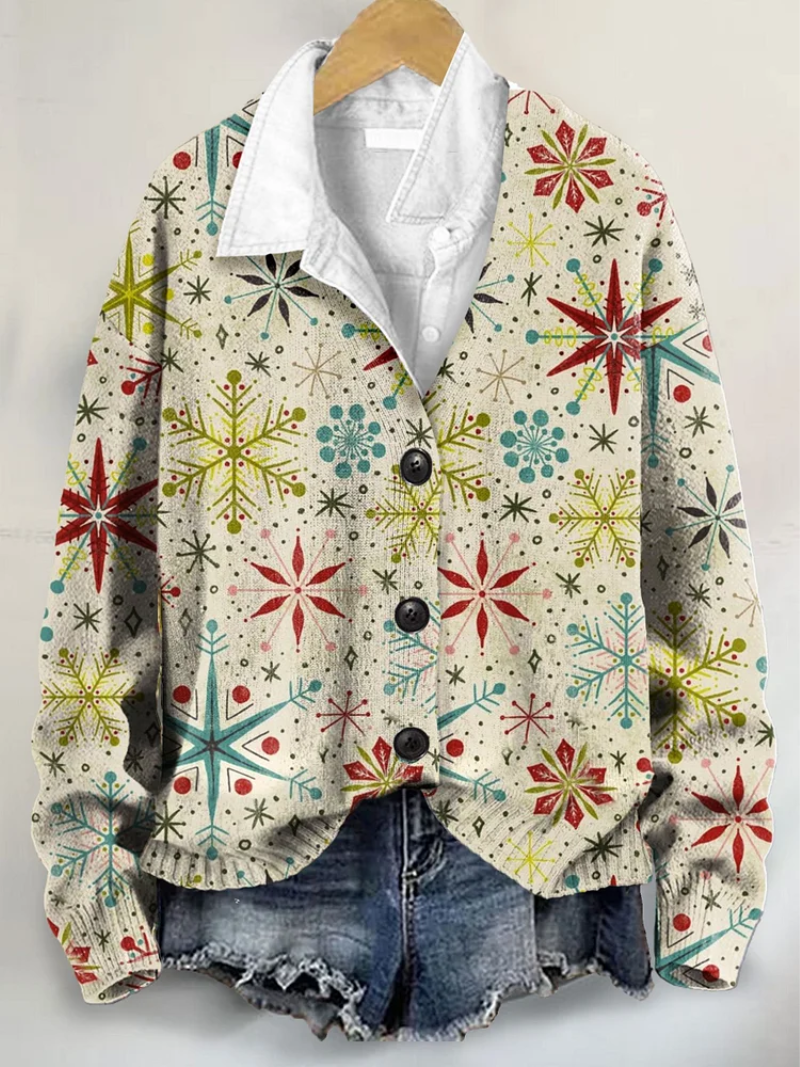 Mira – Kerstblouse met vrolijke sneeuwsterren