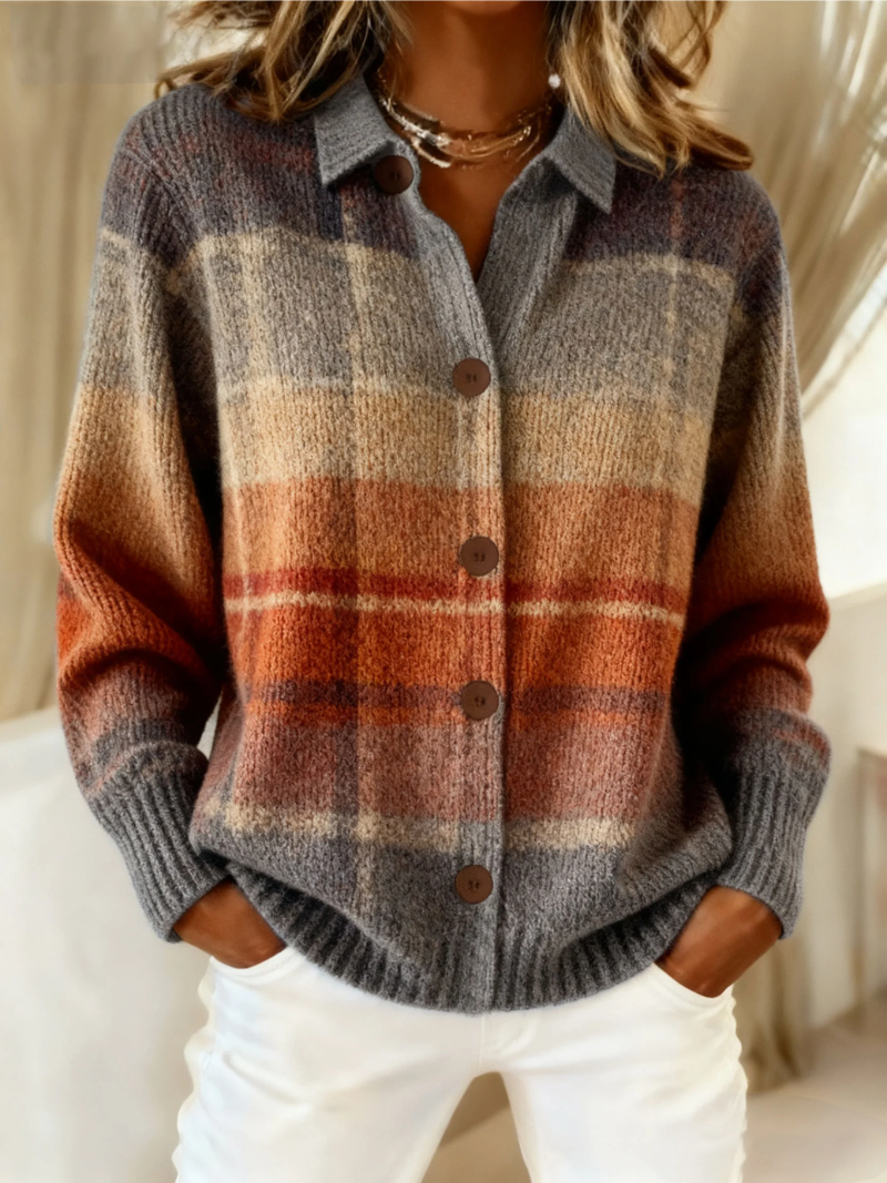 Fleur – Checked blouse in warm autumnal shades