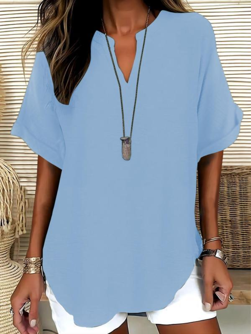 Mila – Blouse met V-hals en losse pasvorm