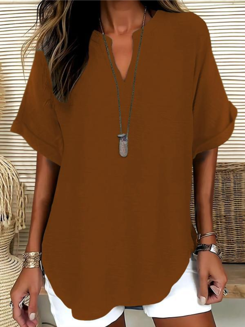 Mila – Blouse met V-hals en losse pasvorm