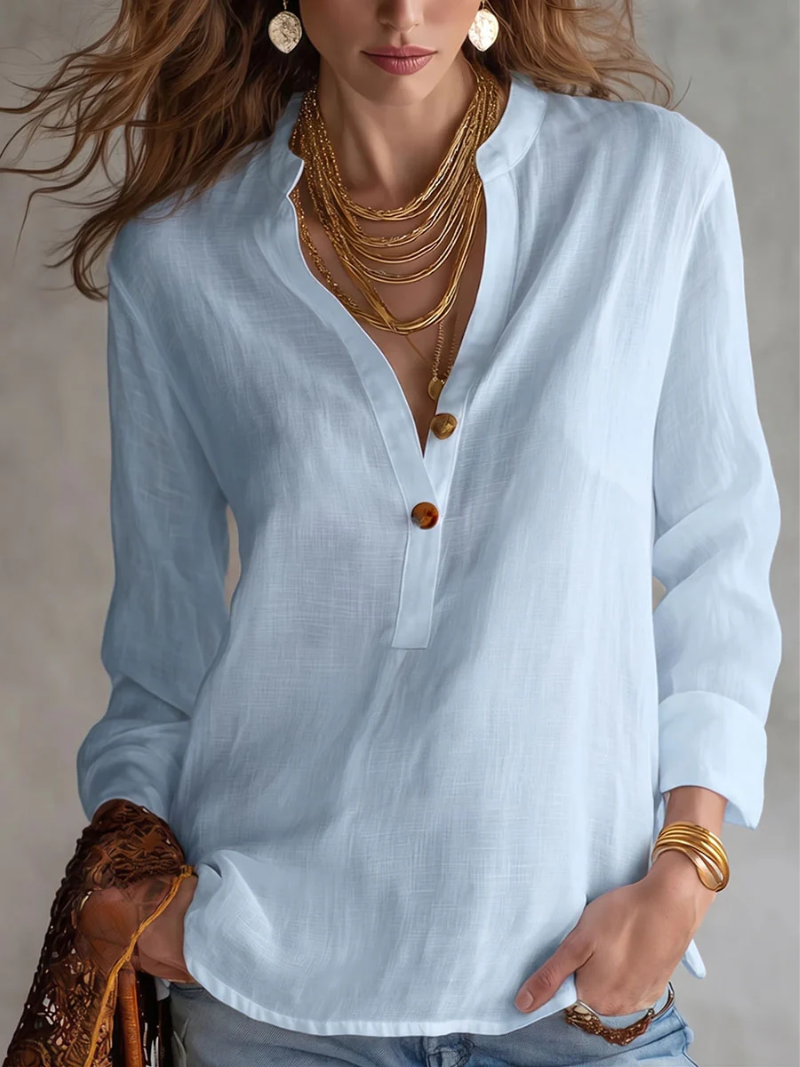 Eva – Blouse met V-hals en knoopsluiting