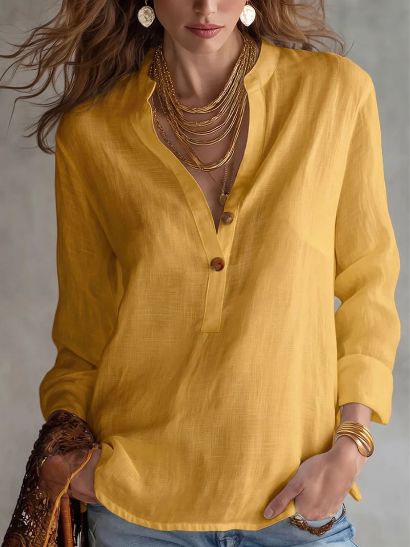 Eva – Blouse met V-hals en knoopsluiting