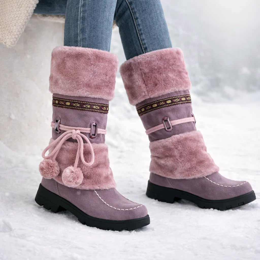 Marieke – Gevoerde winterlaarzen met bontkraag