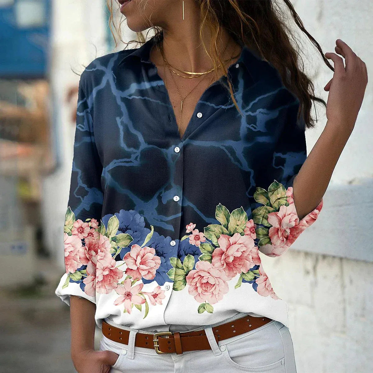 GEERTJE I MODIEUS BEDRUKTE BLOUSE
