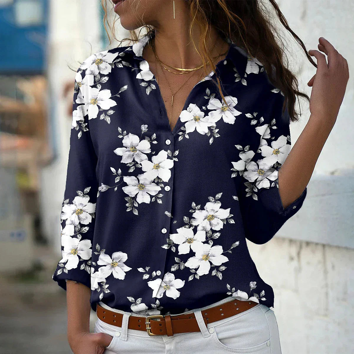 GEERTJE I MODIEUS BEDRUKTE BLOUSE