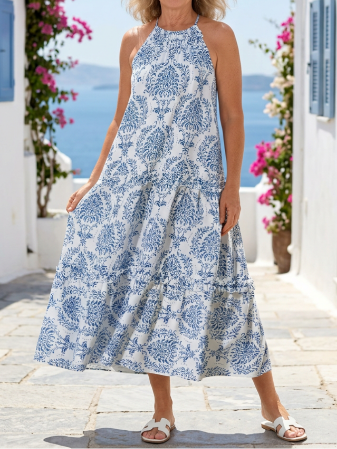 Isadora - Mouwloze Maxi-jurk met Hoge Hals
