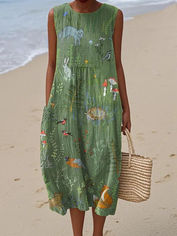 Lila - Alltags-Midi-Kleed
