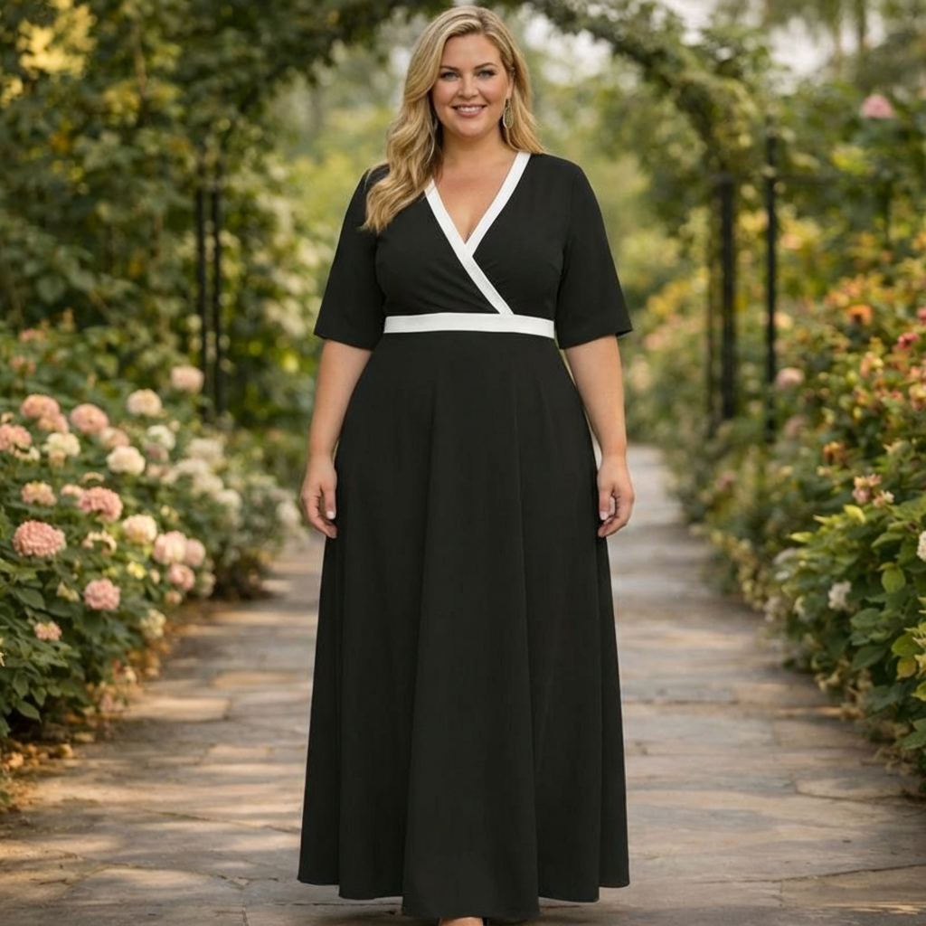Sherri | Klassieke Contrast Maxi Jurk