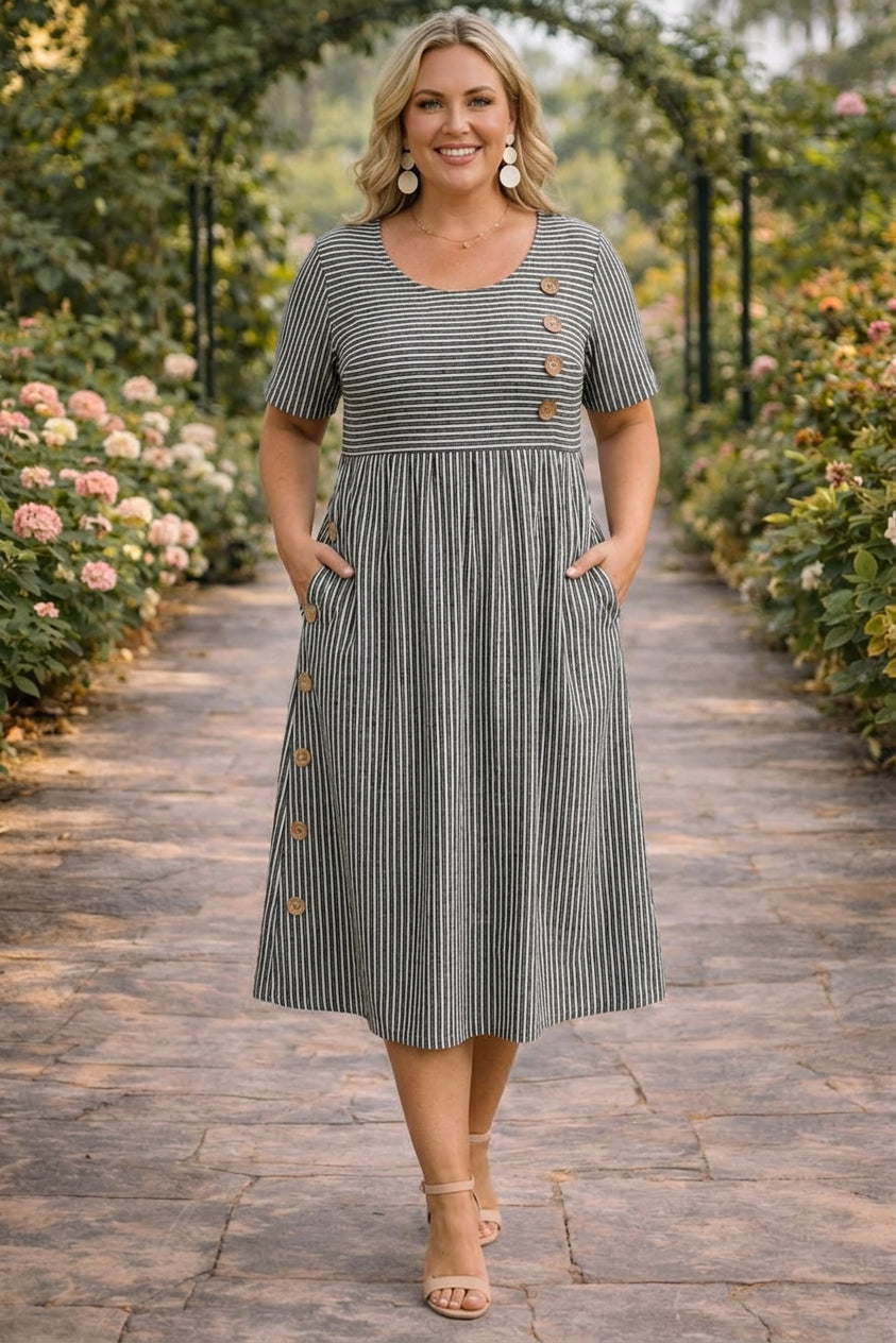 Wanda™ Gestreepte Midi-jurk