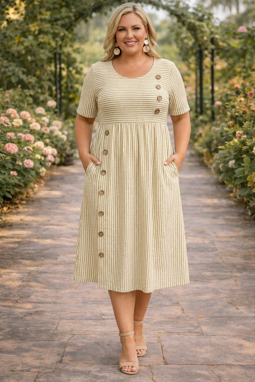 Wanda™ Gestreepte Midi-jurk
