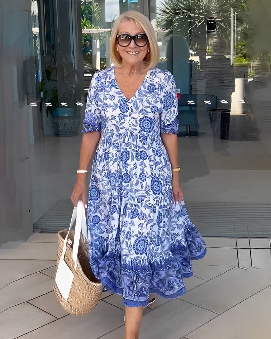 Sofie – Jurk met V-hals en bloemenprint
