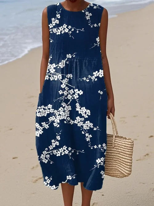 Tess – Elegante Midi-Jurk met Bloemenpatroon