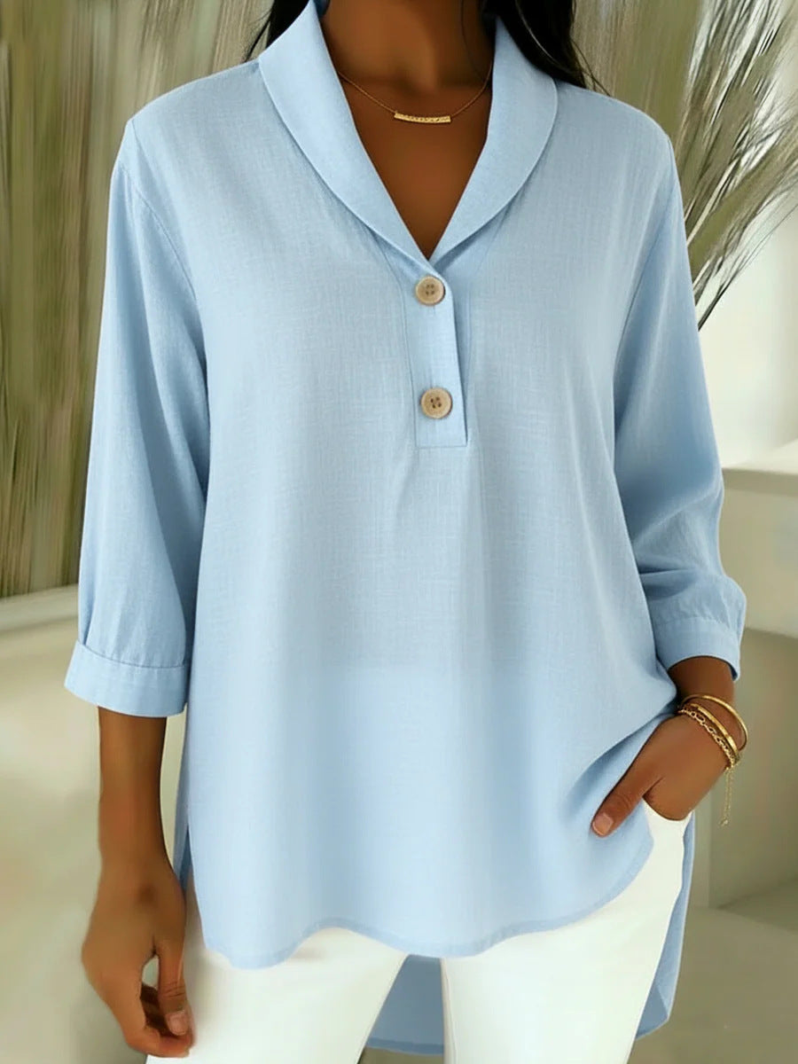 Noa – Blouse met knoopsluiting en V-hals