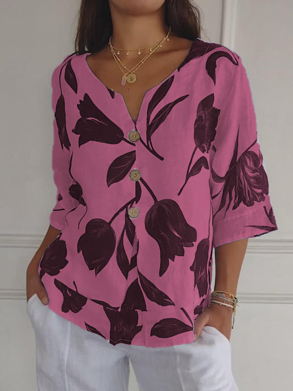 Mila – Blouse met V-hals en print